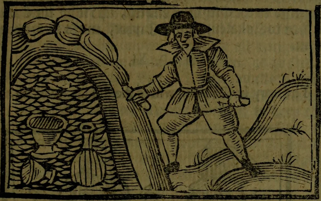 An illustration from The voyages & travels of Sir John Mandevile, Knight, wherein is set down the way to the Holy Land, and to Hierusalem, as also to the lands of the great Caan, and of Prestor John, to Inde, and divers other countries, together with many and strange marvels therein, 1684, leaf 28