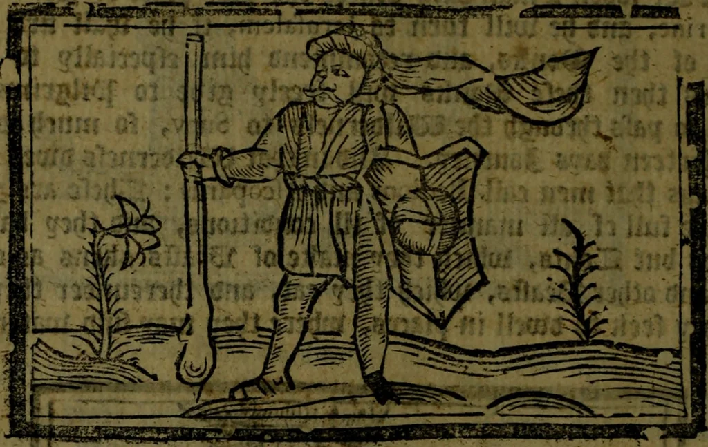 An illustration from The voyages & travels of Sir John Mandevile, Knight, wherein is set down the way to the Holy Land, and to Hierusalem, as also to the lands of the great Caan, and of Prestor John, to Inde, and divers other countries, together with many and strange marvels therein, 1684, leaf 33