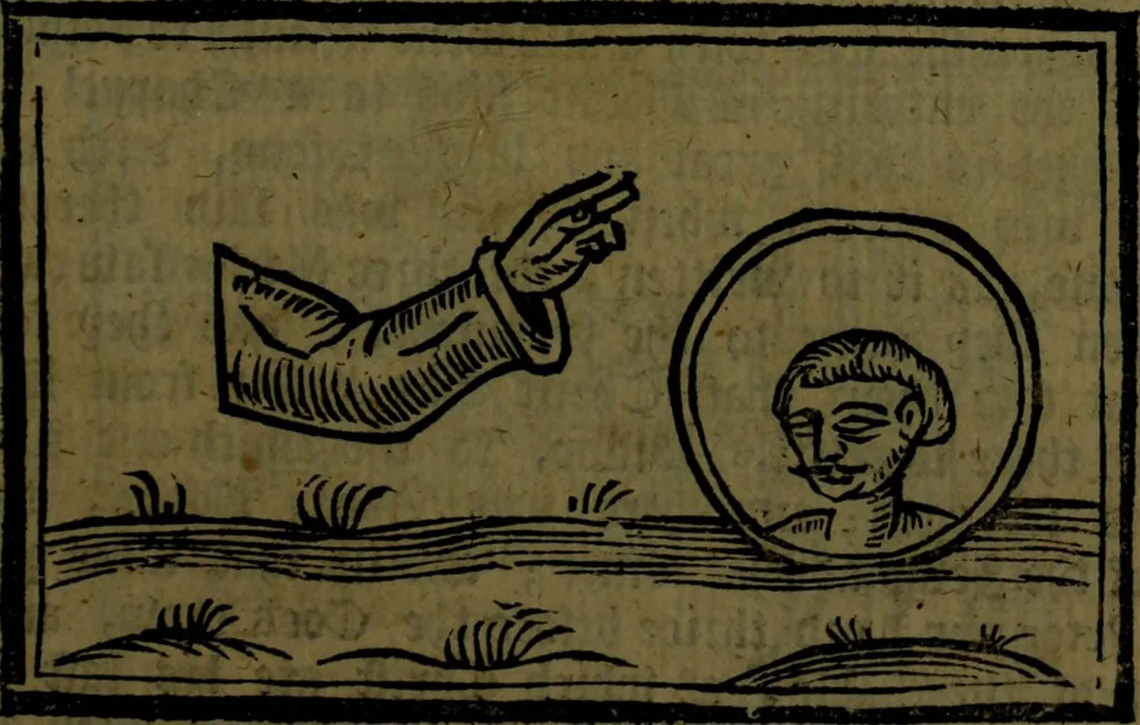 An illustration from The voyages & travels of Sir John Mandevile, Knight, wherein is set down the way to the Holy Land, and to Hierusalem, as also to the lands of the great Caan, and of Prestor John, to Inde, and divers other countries, together with many and strange marvels therein, 1684, leaf 48