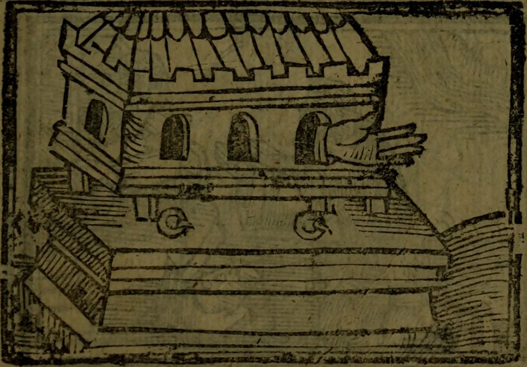 An illustration from The voyages & travels of Sir John Mandevile, Knight, wherein is set down the way to the Holy Land, and to Hierusalem, as also to the lands of the great Caan, and of Prestor John, to Inde, and divers other countries, together with many and strange marvels therein, 1684, leaf 92