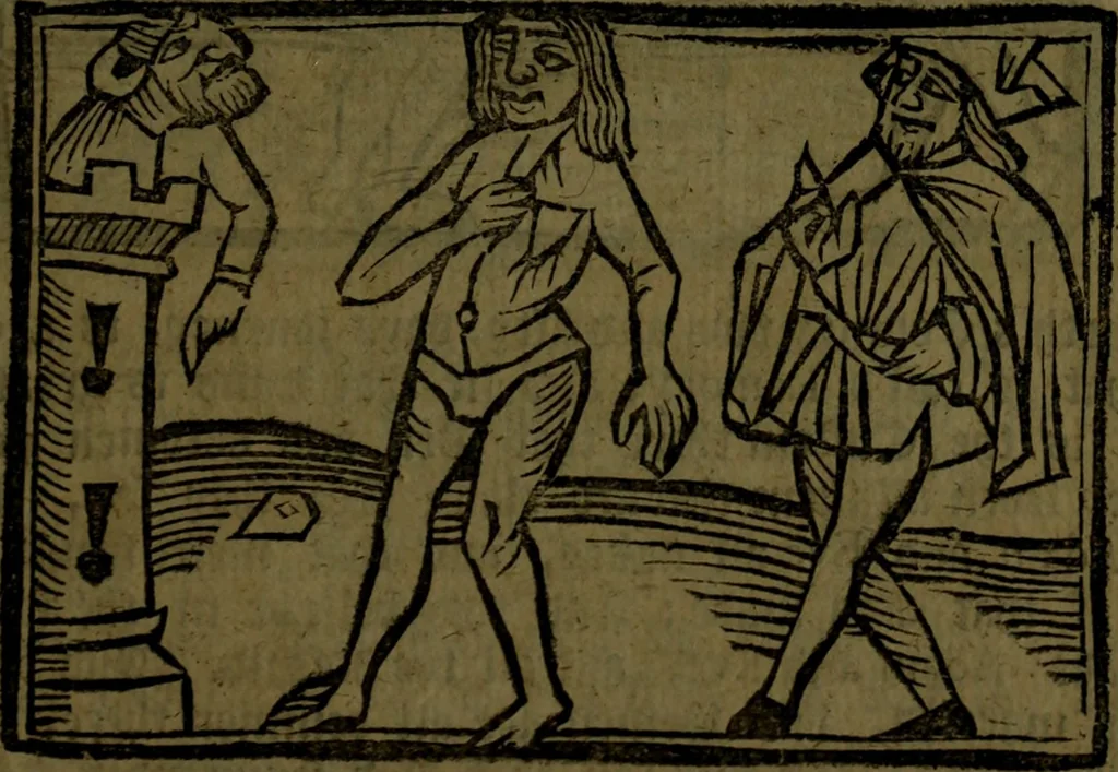 An illustration from The voyages & travels of Sir John Mandevile, Knight, wherein is set down the way to the Holy Land, and to Hierusalem, as also to the lands of the great Caan, and of Prestor John, to Inde, and divers other countries, together with many and strange marvels therein, 1684, leaf 94
