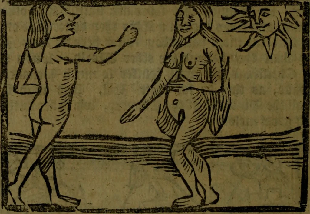 An illustration from The voyages & travels of Sir John Mandevile, Knight, wherein is set down the way to the Holy Land, and to Hierusalem, as also to the lands of the great Caan, and of Prestor John, to Inde, and divers other countries, together with many and strange marvels therein, 1684, leaf 95