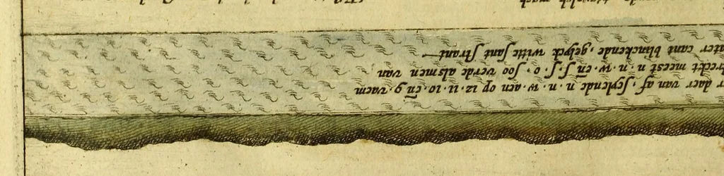 An illustration from Voyagie, ofte schip-vaert, van Ian Huyghen van Linschoten, van by Noorden om langes Noorvvegen de Noortcaep, Laplant, Vinlant, Ruslandt, de VVitte Zee, de custen van candenoes, Svvetenoes, Pitzora ... : VVaer inne seer distinctelicken verbaels-ghewijse beschreven ende aenghewesen wordt, alle t'ghene dat hem op de selve reyse van dach tot dach bejeghent en voorghecomen is ... Anno 1594. en[de] 1595, 1601, leaf 118