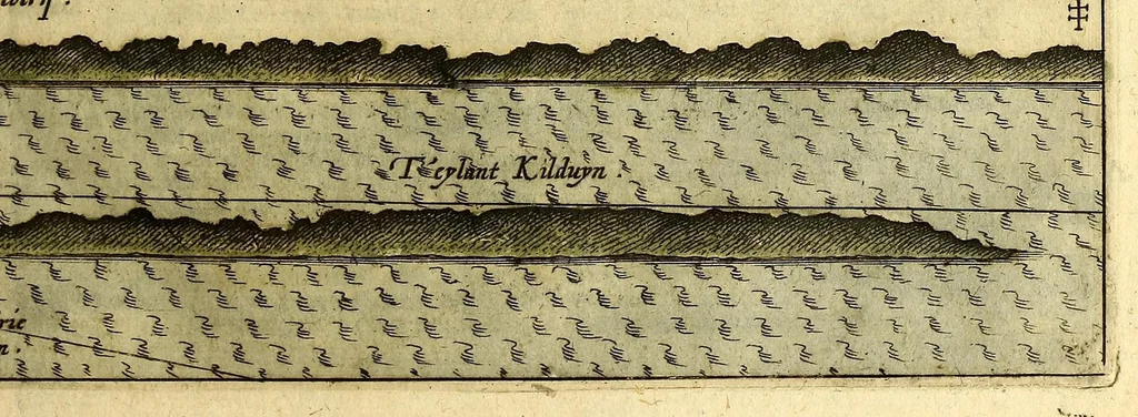 An illustration from Voyagie, ofte schip-vaert, van Ian Huyghen van Linschoten, van by Noorden om langes Noorvvegen de Noortcaep, Laplant, Vinlant, Ruslandt, de VVitte Zee, de custen van candenoes, Svvetenoes, Pitzora ... : VVaer inne seer distinctelicken verbaels-ghewijse beschreven ende aenghewesen wordt, alle t'ghene dat hem op de selve reyse van dach tot dach bejeghent en voorghecomen is ... Anno 1594. en[de] 1595, 1601, leaf 53