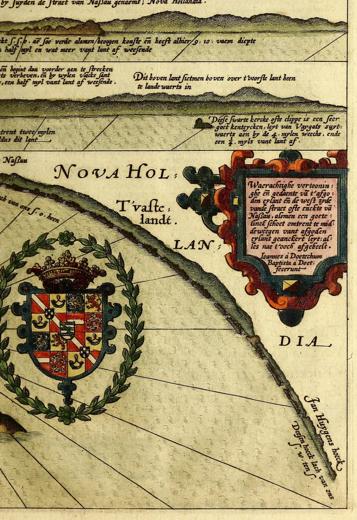 An illustration from Voyagie, ofte schip-vaert, van Ian Huyghen van Linschoten, van by Noorden om langes Noorvvegen de Noortcaep, Laplant, Vinlant, Ruslandt, de VVitte Zee, de custen van candenoes, Svvetenoes, Pitzora ... : VVaer inne seer distinctelicken verbaels-ghewijse beschreven ende aenghewesen wordt, alle t'ghene dat hem op de selve reyse van dach tot dach bejeghent en voorghecomen is ... Anno 1594. en[de] 1595, 1601, leaf 77