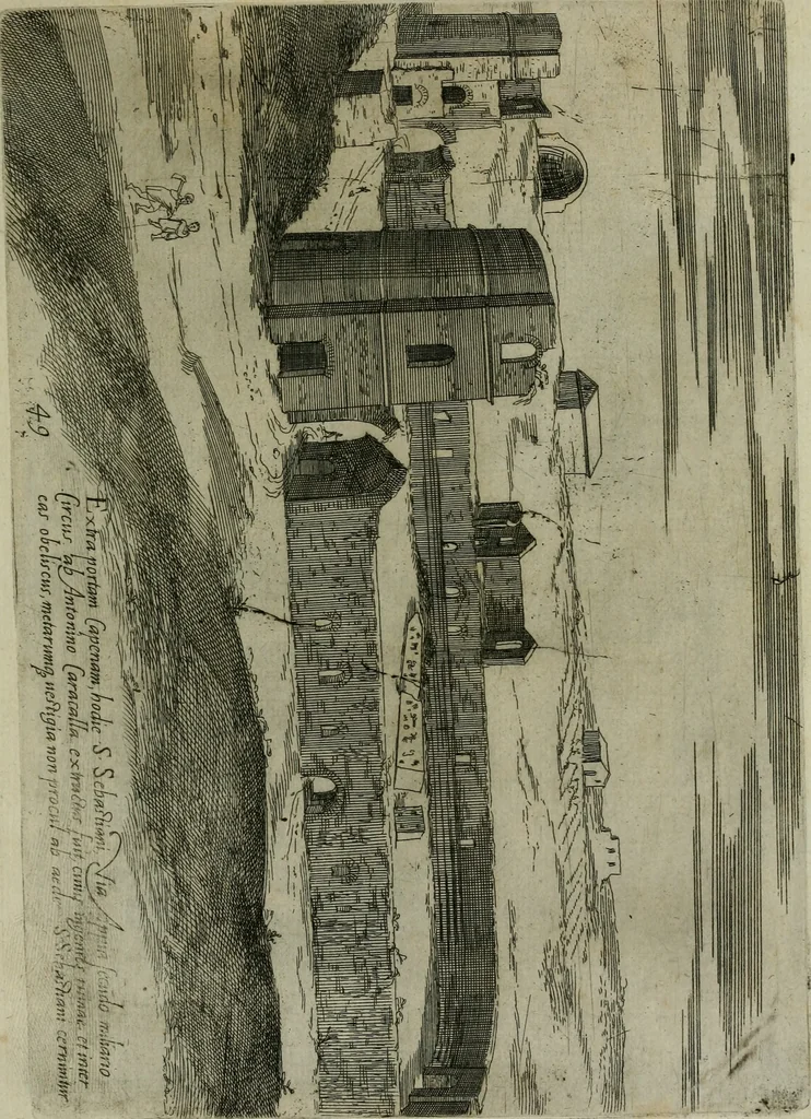 An illustration from Vrbis Romae aedificiorvm illvstrivmqvae svpersvnt reliqviae, 1569, leaf 104
