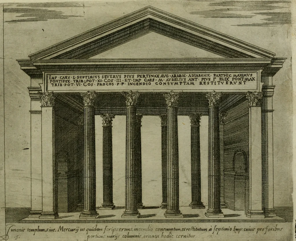 An illustration from Vrbis Romae aedificiorvm illvstrivmqvae svpersvnt reliqviae, 1569, leaf 16