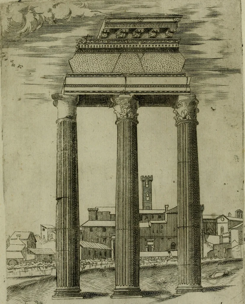 An illustration from Vrbis Romae aedificiorvm illvstrivmqvae svpersvnt reliqviae, 1569, leaf 18