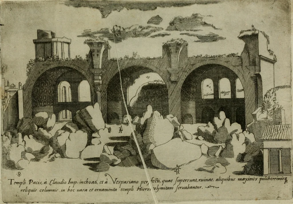An illustration from Vrbis Romae aedificiorvm illvstrivmqvae svpersvnt reliqviae, 1569, leaf 22