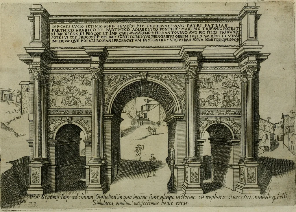An illustration from Vrbis Romae aedificiorvm illvstrivmqvae svpersvnt reliqviae, 1569, leaf 50