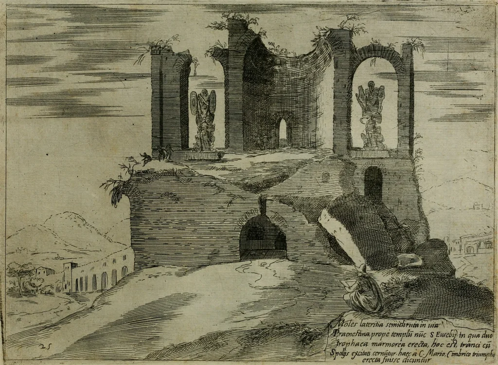 An illustration from Vrbis Romae aedificiorvm illvstrivmqvae svpersvnt reliqviae, 1569, leaf 56