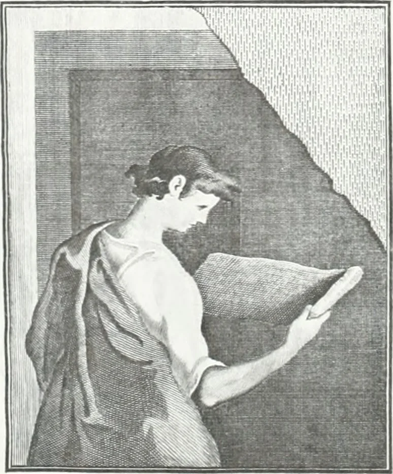 An illustration from Vrbis Romae topographia : nvper ab ipso avctore nonnvllis erroribvs svblatis emandata, addita etiam interpretatione nominum quæ unica litera uel syllaba in antiquis titulis scripta inueniuntur : cvi etiam ab eodem adiectae svnt qvam breuissimæ obseruationes de prænomine, nomine, & cognomine de quibus etsi multi multa scripsere nemo tamen hactenus rei ueritatem attigisse videtur, 1544, leaf 1