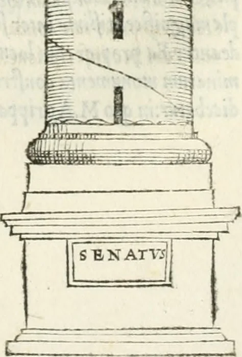 An illustration from Vrbis Romae topographia : nvper ab ipso avctore nonnvllis erroribvs svblatis emandata, addita etiam interpretatione nominum quæ unica litera uel syllaba in antiquis titulis scripta inueniuntur : cvi etiam ab eodem adiectae svnt qvam breuissimæ obseruationes de prænomine, nomine, & cognomine de quibus etsi multi multa scripsere nemo tamen hactenus rei ueritatem attigisse videtur, 1544, leaf 122