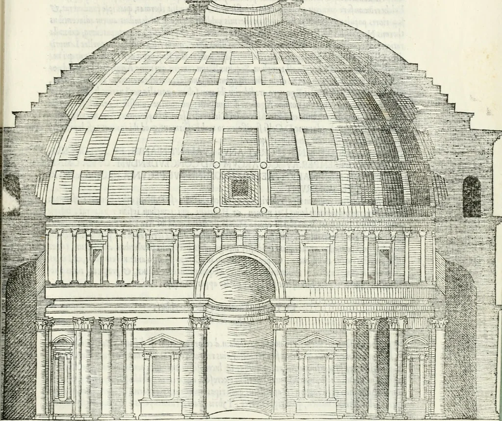 An illustration from Vrbis Romae topographia : nvper ab ipso avctore nonnvllis erroribvs svblatis emandata, addita etiam interpretatione nominum quæ unica litera uel syllaba in antiquis titulis scripta inueniuntur : cvi etiam ab eodem adiectae svnt qvam breuissimæ obseruationes de prænomine, nomine, & cognomine de quibus etsi multi multa scripsere nemo tamen hactenus rei ueritatem attigisse videtur, 1544, leaf 132