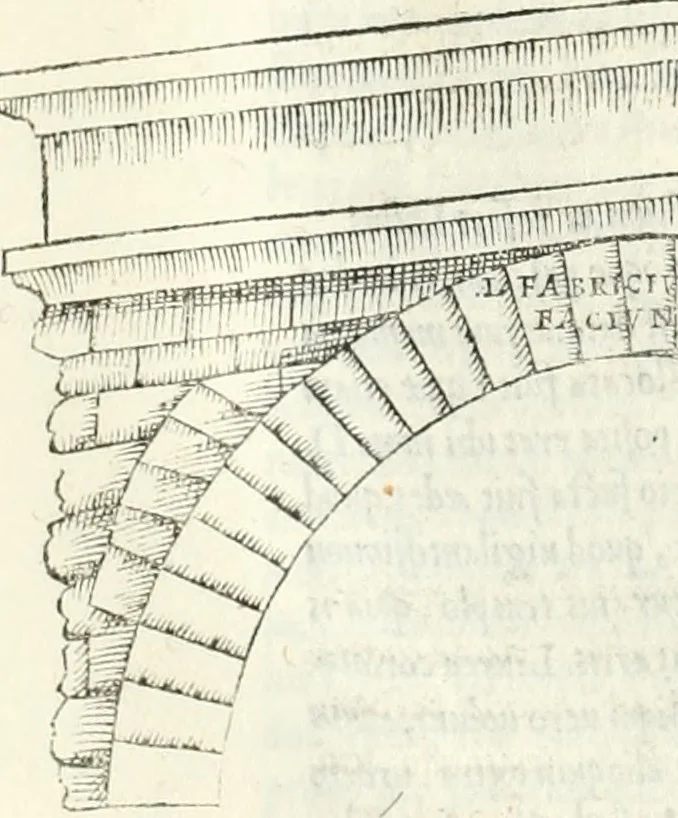 An illustration from Vrbis Romae topographia : nvper ab ipso avctore nonnvllis erroribvs svblatis emandata, addita etiam interpretatione nominum quæ unica litera uel syllaba in antiquis titulis scripta inueniuntur : cvi etiam ab eodem adiectae svnt qvam breuissimæ obseruationes de prænomine, nomine, & cognomine de quibus etsi multi multa scripsere nemo tamen hactenus rei ueritatem attigisse videtur, 1544, leaf 137