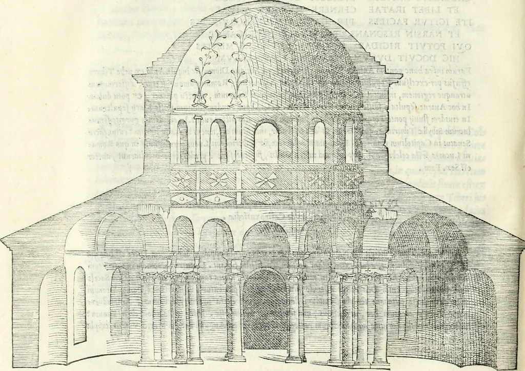 An illustration from Vrbis Romae topographia : nvper ab ipso avctore nonnvllis erroribvs svblatis emandata, addita etiam interpretatione nominum quæ unica litera uel syllaba in antiquis titulis scripta inueniuntur : cvi etiam ab eodem adiectae svnt qvam breuissimæ obseruationes de prænomine, nomine, & cognomine de quibus etsi multi multa scripsere nemo tamen hactenus rei ueritatem attigisse videtur, 1544, leaf 145