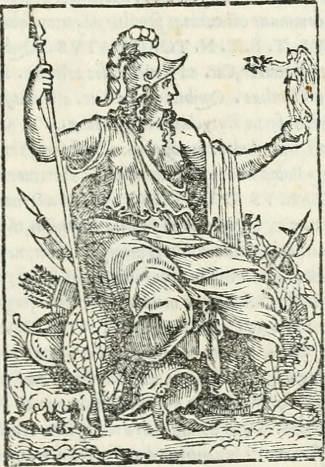 An illustration from Vrbis Romae topographia : nvper ab ipso avctore nonnvllis erroribvs svblatis emandata, addita etiam interpretatione nominum quæ unica litera uel syllaba in antiquis titulis scripta inueniuntur : cvi etiam ab eodem adiectae svnt qvam breuissimæ obseruationes de prænomine, nomine, & cognomine de quibus etsi multi multa scripsere nemo tamen hactenus rei ueritatem attigisse videtur, 1544, leaf 18