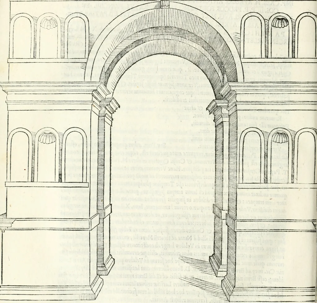 An illustration from Vrbis Romae topographia : nvper ab ipso avctore nonnvllis erroribvs svblatis emandata, addita etiam interpretatione nominum quæ unica litera uel syllaba in antiquis titulis scripta inueniuntur : cvi etiam ab eodem adiectae svnt qvam breuissimæ obseruationes de prænomine, nomine, & cognomine de quibus etsi multi multa scripsere nemo tamen hactenus rei ueritatem attigisse videtur, 1544, leaf 83