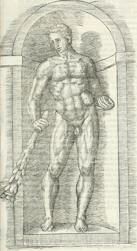 An illustration from Vrbis Romae topographia : nvper ab ipso avctore nonnvllis erroribvs svblatis emandata, addita etiam interpretatione nominum quæ unica litera uel syllaba in antiquis titulis scripta inueniuntur : cvi etiam ab eodem adiectae svnt qvam breuissimæ obseruationes de prænomine, nomine, & cognomine de quibus etsi multi multa scripsere nemo tamen hactenus rei ueritatem attigisse videtur, 1544, leaf 84