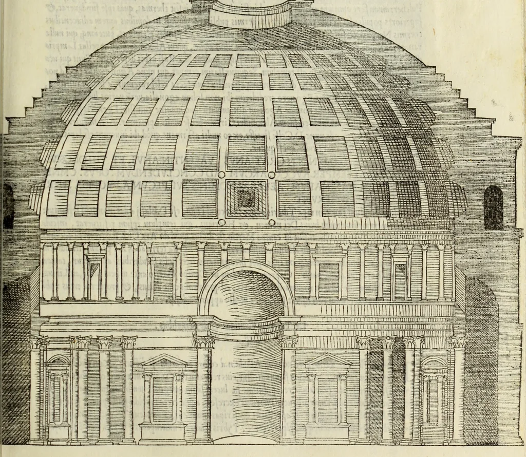 An illustration from Vrbis Romae topographia. Nvper ab ipso avctore nonnvllis erroribvs svblatis emendata. Addita etiam interpretatione Nominum, quae unica Litera, uel Syllaba in antiquis titulis scripta inueniuntur. Cui etiam ab eodem adiectae svnt qvam-breuissimae obseruationes de praenomine, nomine, & cognomine. De quibus etsi multi multa scriptsere, nemo tamen hactenus rei ueritatem attigisse videtur, 1544, leaf 120