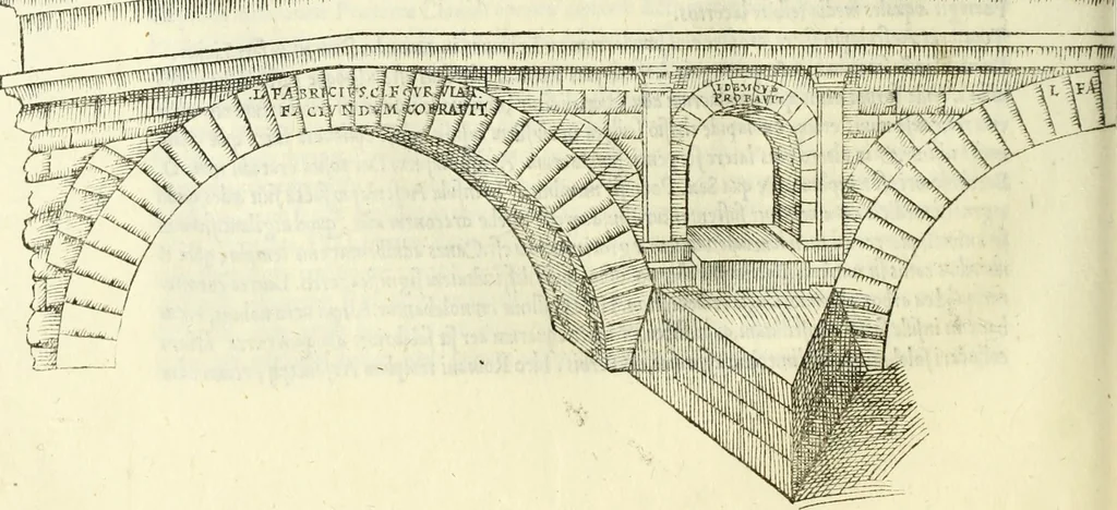 An illustration from Vrbis Romae topographia. Nvper ab ipso avctore nonnvllis erroribvs svblatis emendata. Addita etiam interpretatione Nominum, quae unica Litera, uel Syllaba in antiquis titulis scripta inueniuntur. Cui etiam ab eodem adiectae svnt qvam-breuissimae obseruationes de praenomine, nomine, & cognomine. De quibus etsi multi multa scriptsere, nemo tamen hactenus rei ueritatem attigisse videtur, 1544, leaf 125
