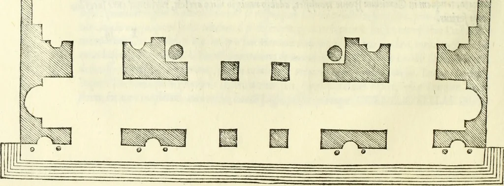 An illustration from Vrbis Romae topographia. Nvper ab ipso avctore nonnvllis erroribvs svblatis emendata. Addita etiam interpretatione Nominum, quae unica Litera, uel Syllaba in antiquis titulis scripta inueniuntur. Cui etiam ab eodem adiectae svnt qvam-breuissimae obseruationes de praenomine, nomine, & cognomine. De quibus etsi multi multa scriptsere, nemo tamen hactenus rei ueritatem attigisse videtur, 1544, leaf 63