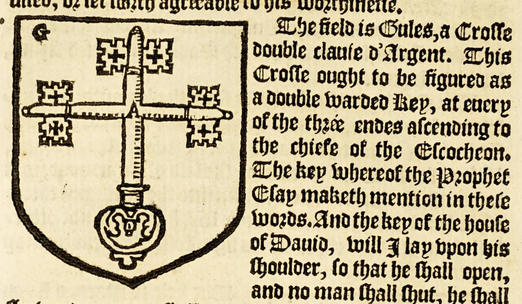 An illustration from VVorkes of armorie : deuided into three bookes, entituled, the concordes of armorie, the armorie of honor, and of cotes and creastes,, 1597, leaf 202