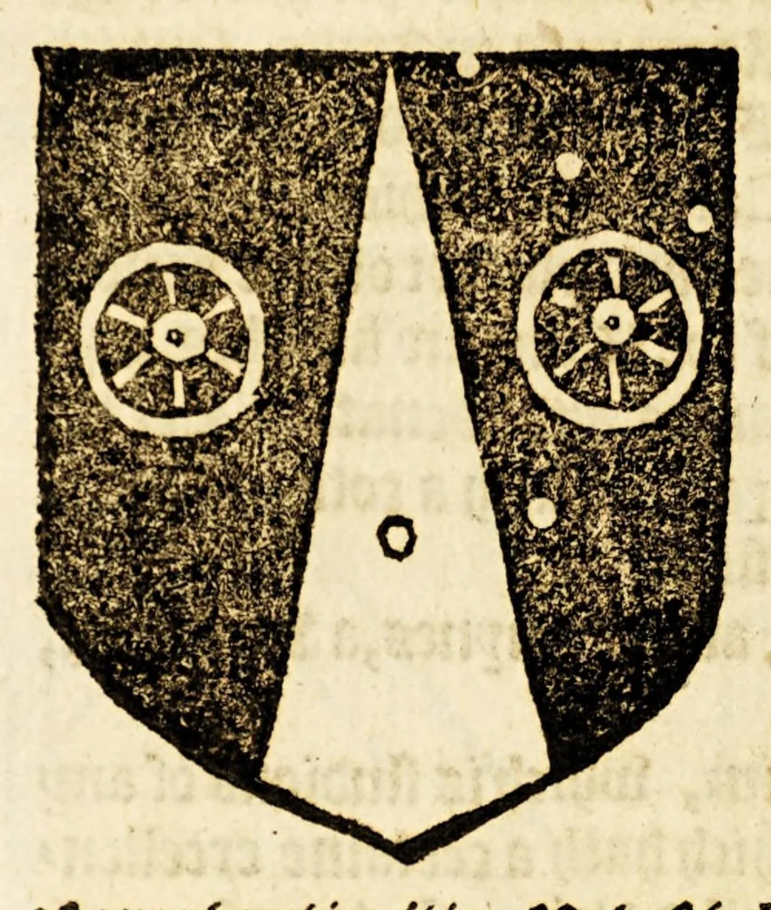 An illustration from VVorkes of armorie : deuided into three bookes, entituled, the concordes of armorie, the armorie of honor, and of cotes and creastes,, 1597, leaf 214