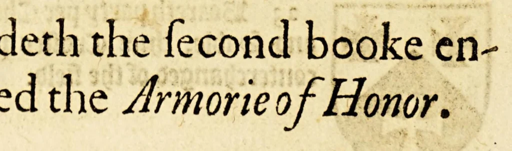 An illustration from VVorkes of armorie : deuided into three bookes, entituled, the concordes of armorie, the armorie of honor, and of cotes and creastes,, 1597, leaf 286