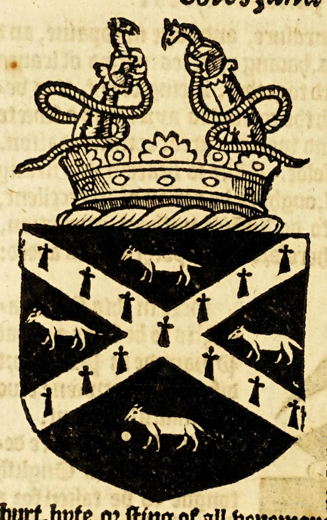 An illustration from VVorkes of armorie : deuided into three bookes, entituled, the concordes of armorie, the armorie of honor, and of cotes and creastes,, 1597, leaf 322