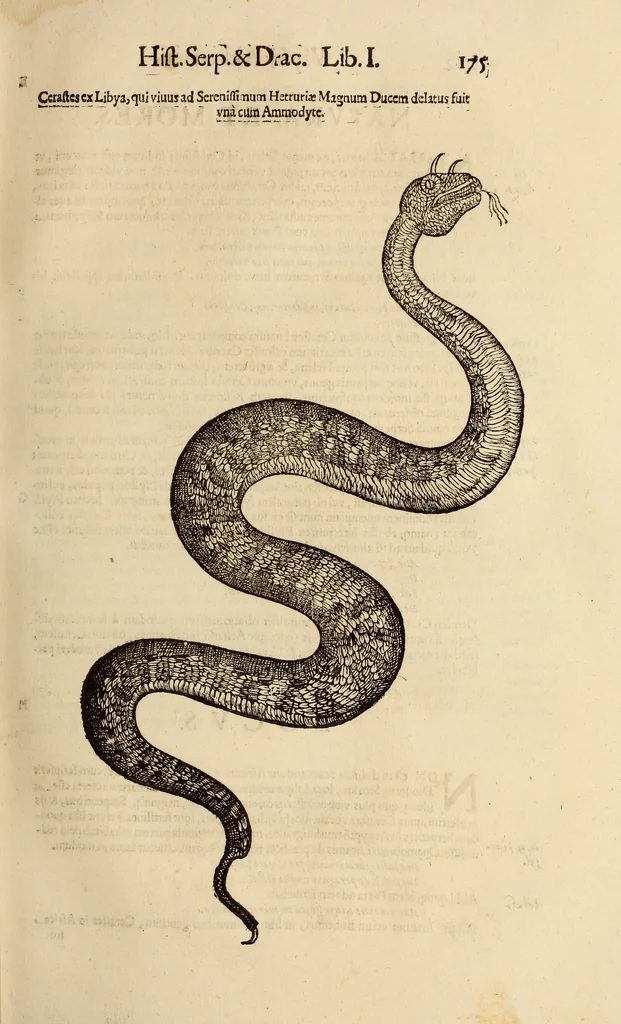 An illustration from Vylssis Aldrovandi ... Serpentvm, et draconv historiae libri dvo : Bartholomaevs Ambrosinvs ... opus concinnauit ... : cum indice memorabilium, nec non uariar linguar locupletissimo, 1640, leaf 186