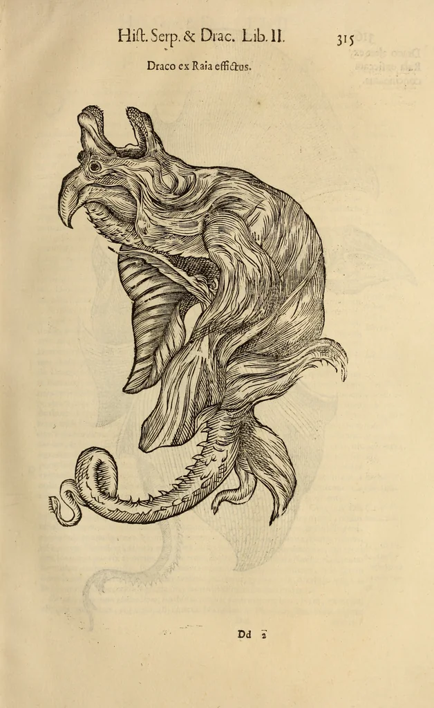 An illustration from Vylssis Aldrovandi ... Serpentvm, et draconv historiae libri dvo : Bartholomaevs Ambrosinvs ... opus concinnauit ... : cum indice memorabilium, nec non uariar linguar locupletissimo, 1640, leaf 326