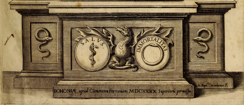 An illustration from Vylssis Aldrovandi ... Serpentvm, et draconv historiae libri dvo : Bartholomaevs Ambrosinvs ... opus concinnauit ... : cum indice memorabilium, nec non uariar linguar locupletissimo, 1640, leaf 4