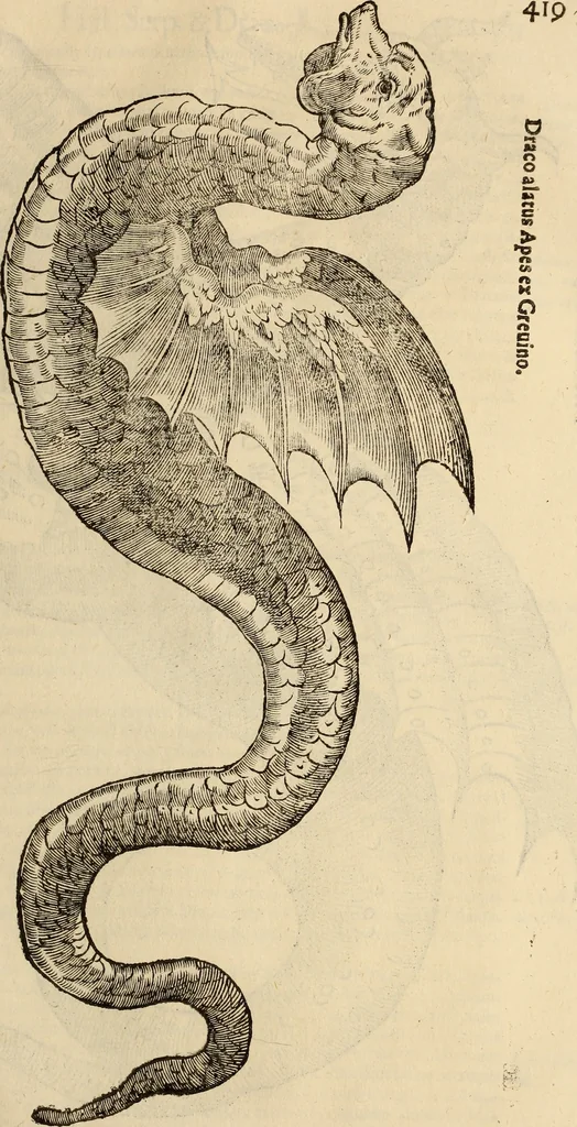 An illustration from Vylssis Aldrovandi ... Serpentvm, et draconv historiae libri dvo : Bartholomaevs Ambrosinvs ... opus concinnauit ... : cum indice memorabilium, nec non uariar linguar locupletissimo, 1640, leaf 430