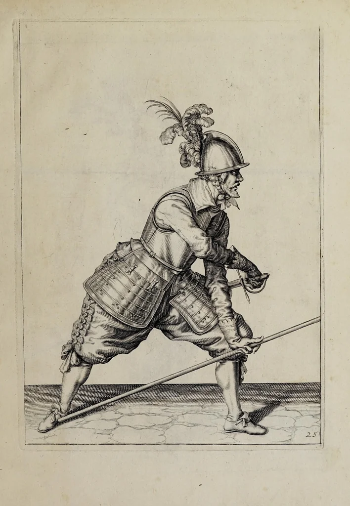 An illustration from Waffenhandlung von der Rören, Musquetten, undt Spiessen : gestalt nach der Ordnung des hochgebornen Fursten vnd Herrn, Herrn Moritzen Printzen zu Oranien ..., 1608, leaf 241