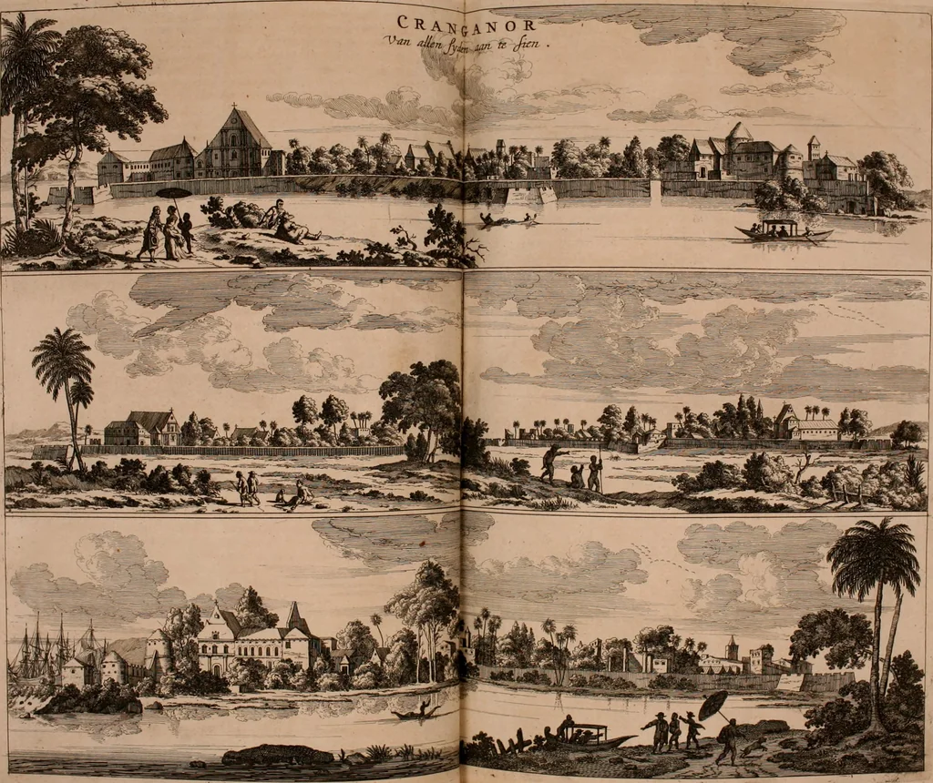 An illustration from Wahrhaftige ausführliche beschreibung der berühmten ostindischen kusten Malabar und Coromandel, als auch der insel Zeylon: samt dero angräntzenden und untergehörigen reichen, fürstentühmen, ländern, städten ... so wol auch der merkwürdigsten kriegshändel, belägerungen, feld- und seeschlachten, sonderlich zwischen den Portugesen und Holländern, handel-und kaufmannschaften: durchgehends verzieret mit neuen landkahrten und abbildungen der vornehmsten städte, festungen, trachten, thiere, früchte, &c. so in India selbst nach dem leben gezeichnet, und folgends mit fleiss zu kupfer gebracht: benebst einer umständlichen und gründlichen entdeckung der abgötterey der ost-indischen heyden, Malabaren, Benjanen, Gentiven, Bramines &c. .., 1672, leaf 131