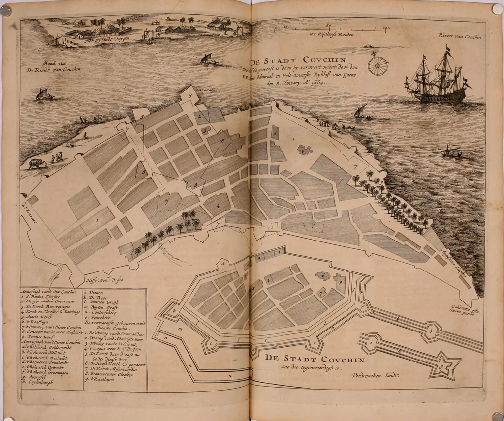 An illustration from Wahrhaftige ausführliche beschreibung der berühmten ostindischen kusten Malabar und Coromandel, als auch der insel Zeylon: samt dero angräntzenden und untergehörigen reichen, fürstentühmen, ländern, städten ... so wol auch der merkwürdigsten kriegshändel, belägerungen, feld- und seeschlachten, sonderlich zwischen den Portugesen und Holländern, handel-und kaufmannschaften: durchgehends verzieret mit neuen landkahrten und abbildungen der vornehmsten städte, festungen, trachten, thiere, früchte, &c. so in India selbst nach dem leben gezeichnet, und folgends mit fleiss zu kupfer gebracht: benebst einer umständlichen und gründlichen entdeckung der abgötterey der ost-indischen heyden, Malabaren, Benjanen, Gentiven, Bramines &c. .., 1672, leaf 147
