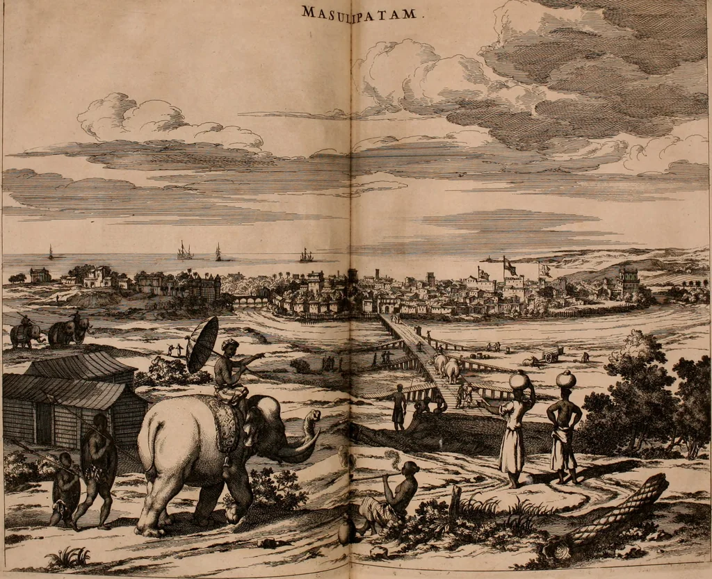 An illustration from Wahrhaftige ausführliche beschreibung der berühmten ostindischen kusten Malabar und Coromandel, als auch der insel Zeylon: samt dero angräntzenden und untergehörigen reichen, fürstentühmen, ländern, städten ... so wol auch der merkwürdigsten kriegshändel, belägerungen, feld- und seeschlachten, sonderlich zwischen den Portugesen und Holländern, handel-und kaufmannschaften: durchgehends verzieret mit neuen landkahrten und abbildungen der vornehmsten städte, festungen, trachten, thiere, früchte, &c. so in India selbst nach dem leben gezeichnet, und folgends mit fleiss zu kupfer gebracht: benebst einer umständlichen und gründlichen entdeckung der abgötterey der ost-indischen heyden, Malabaren, Benjanen, Gentiven, Bramines &c. .., 1672, leaf 193