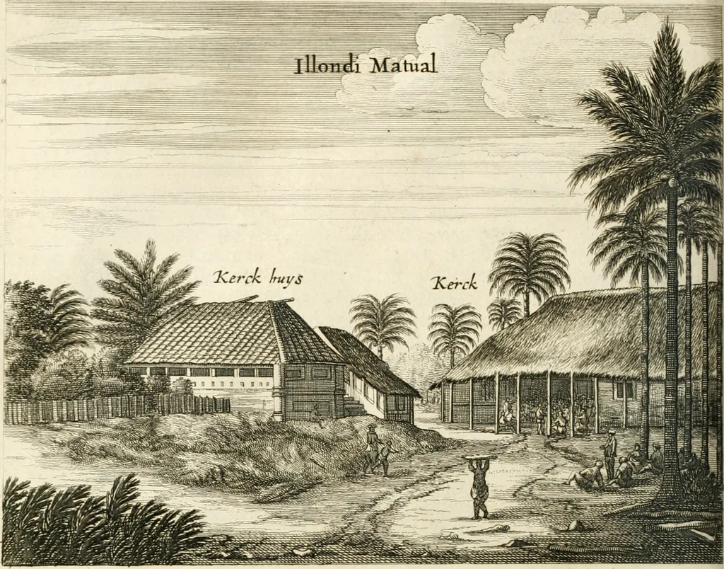 An illustration from Wahrhaftige ausführliche beschreibung der berühmten ostindischen kusten Malabar und Coromandel, als auch der insel Zeylon: samt dero angräntzenden und untergehörigen reichen, fürstentühmen, ländern, städten ... so wol auch der merkwürdigsten kriegshändel, belägerungen, feld- und seeschlachten, sonderlich zwischen den Portugesen und Holländern, handel-und kaufmannschaften: durchgehends verzieret mit neuen landkahrten und abbildungen der vornehmsten städte, festungen, trachten, thiere, früchte, &c. so in India selbst nach dem leben gezeichnet, und folgends mit fleiss zu kupfer gebracht: benebst einer umständlichen und gründlichen entdeckung der abgötterey der ost-indischen heyden, Malabaren, Benjanen, Gentiven, Bramines &c. .., 1672, leaf 473