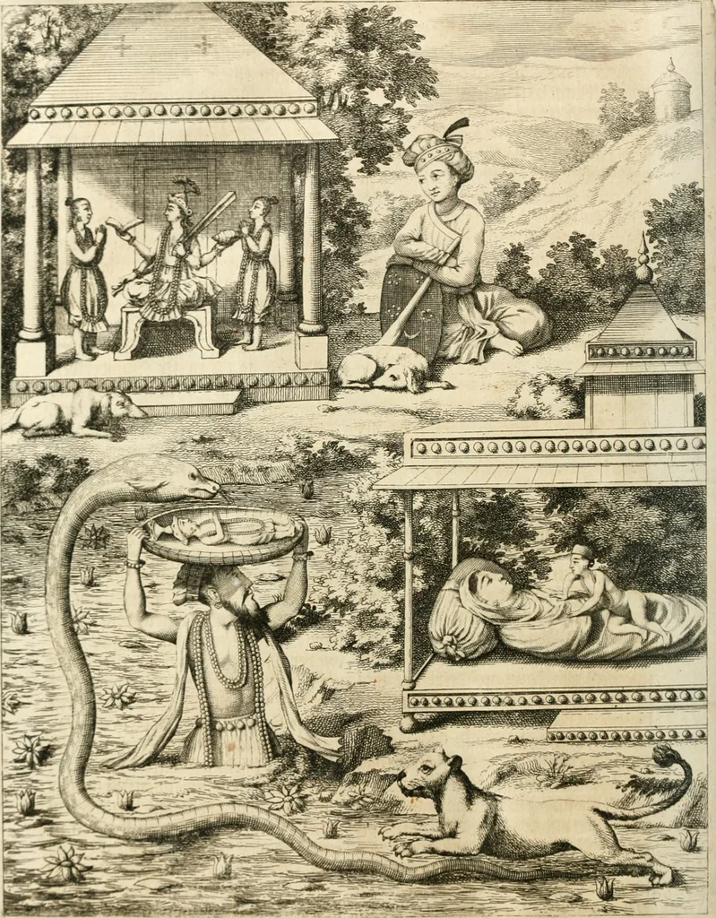 An illustration from Wahrhaftige ausführliche beschreibung der berühmten ostindischen kusten Malabar und Coromandel, als auch der insel Zeylon: samt dero angräntzenden und untergehörigen reichen, fürstentühmen, ländern, städten ... so wol auch der merkwürdigsten kriegshändel, belägerungen, feld- und seeschlachten, sonderlich zwischen den Portugesen und Holländern, handel-und kaufmannschaften: durchgehends verzieret mit neuen landkahrten und abbildungen der vornehmsten städte, festungen, trachten, thiere, früchte, &c. so in India selbst nach dem leben gezeichnet, und folgends mit fleiss zu kupfer gebracht: benebst einer umständlichen und gründlichen entdeckung der abgötterey der ost-indischen heyden, Malabaren, Benjanen, Gentiven, Bramines &c. .., 1672, leaf 603