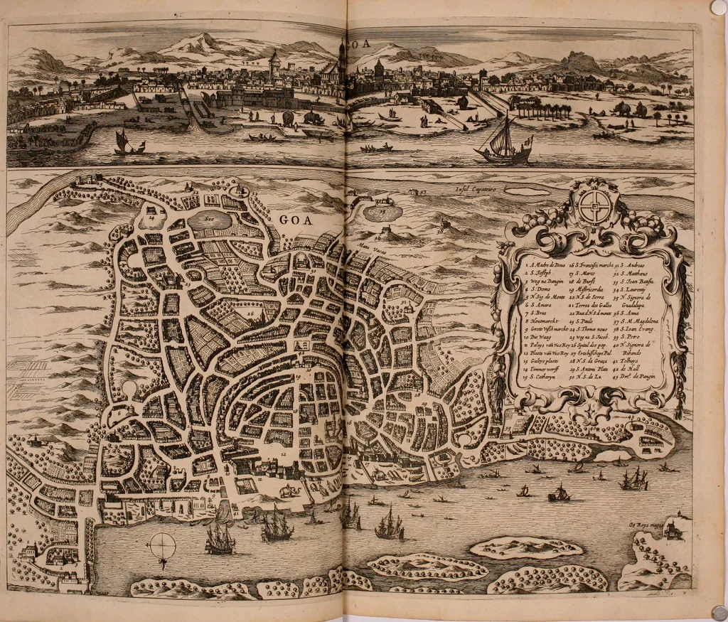 An illustration from Wahrhaftige ausführliche beschreibung der berühmten ostindischen kusten Malabar und Coromandel, als auch der insel Zeylon: samt dero angräntzenden und untergehörigen reichen, fürstentühmen, ländern, städten ... so wol auch der merkwürdigsten kriegshändel, belägerungen, feld- und seeschlachten, sonderlich zwischen den Portugesen und Holländern, handel-und kaufmannschaften: durchgehends verzieret mit neuen landkahrten und abbildungen der vornehmsten städte, festungen, trachten, thiere, früchte, &c. so in India selbst nach dem leben gezeichnet, und folgends mit fleiss zu kupfer gebracht: benebst einer umständlichen und gründlichen entdeckung der abgötterey der ost-indischen heyden, Malabaren, Benjanen, Gentiven, Bramines &c. .., 1672, leaf 89