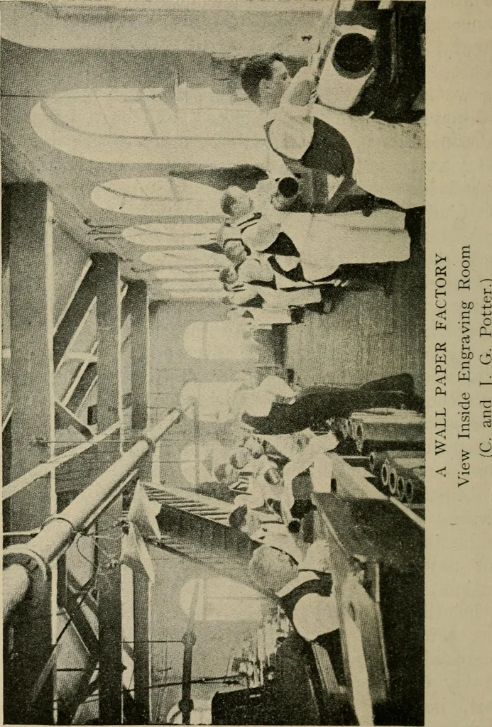 An illustration from Wall paper, its origin, development and manufacture, 1922, leaf 47