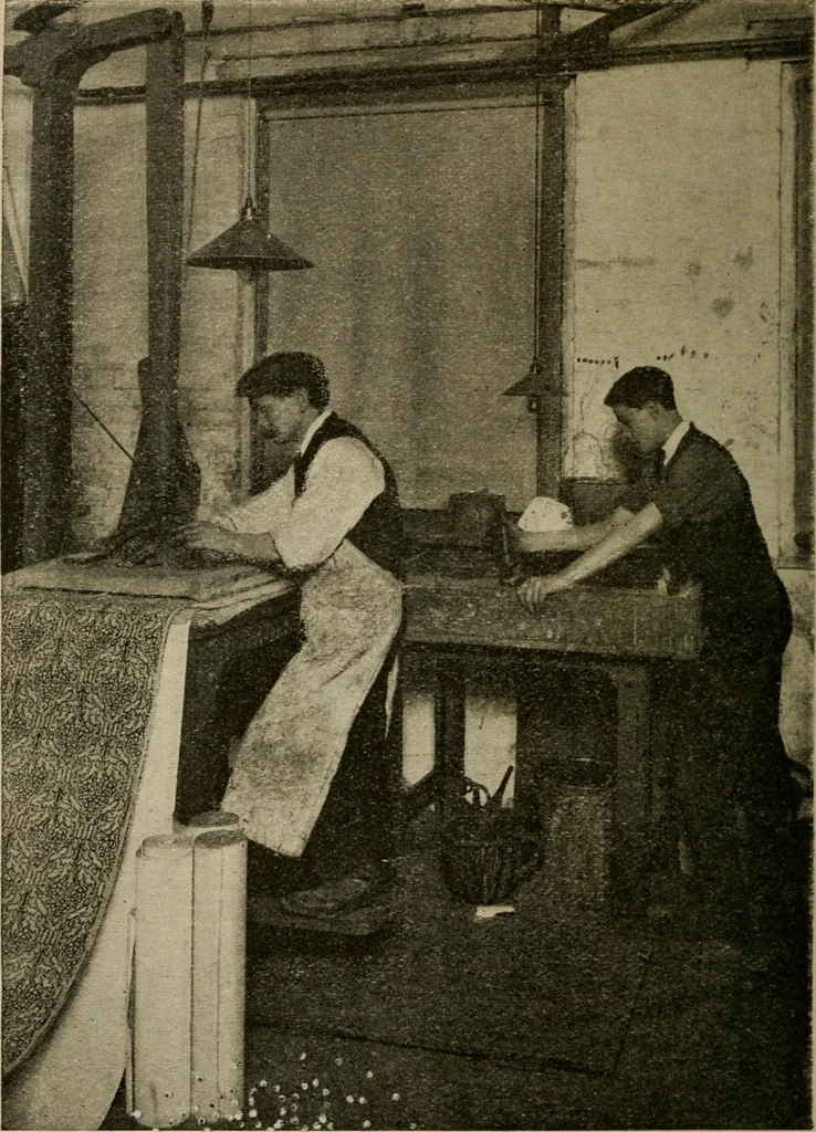 An illustration from Wall paper, its origin, development and manufacture, 1922, leaf 5