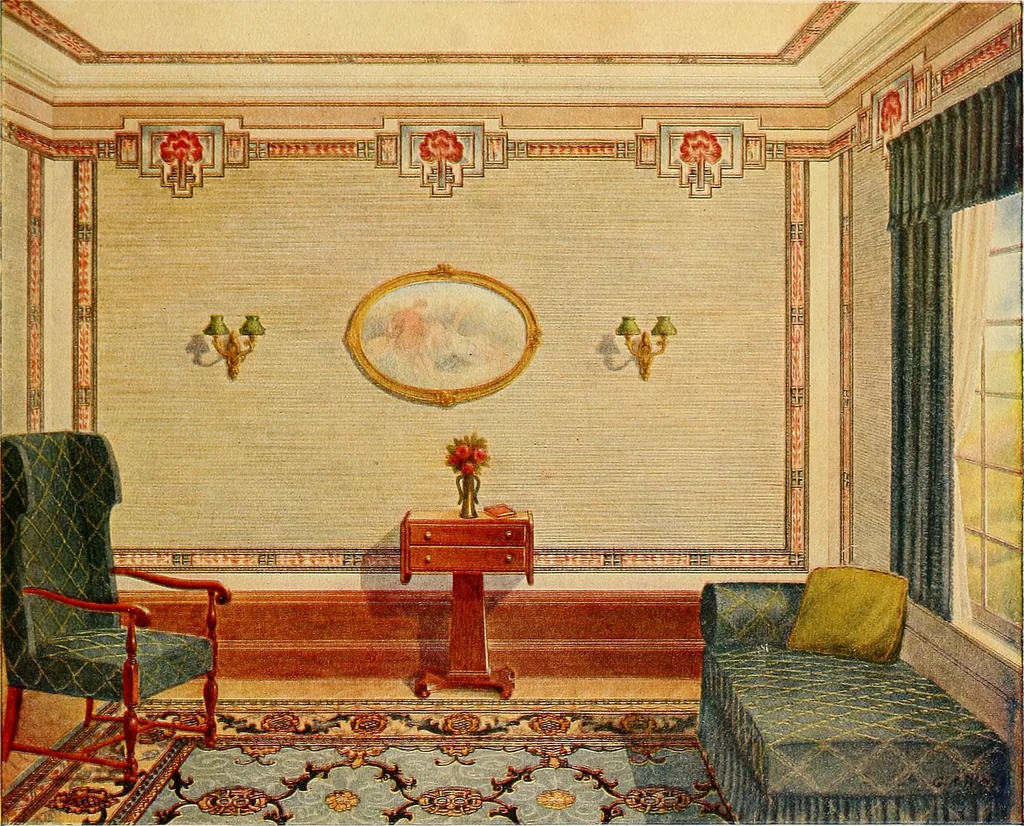 An illustration from Wall papers and cretonnes., 1915, leaf 2