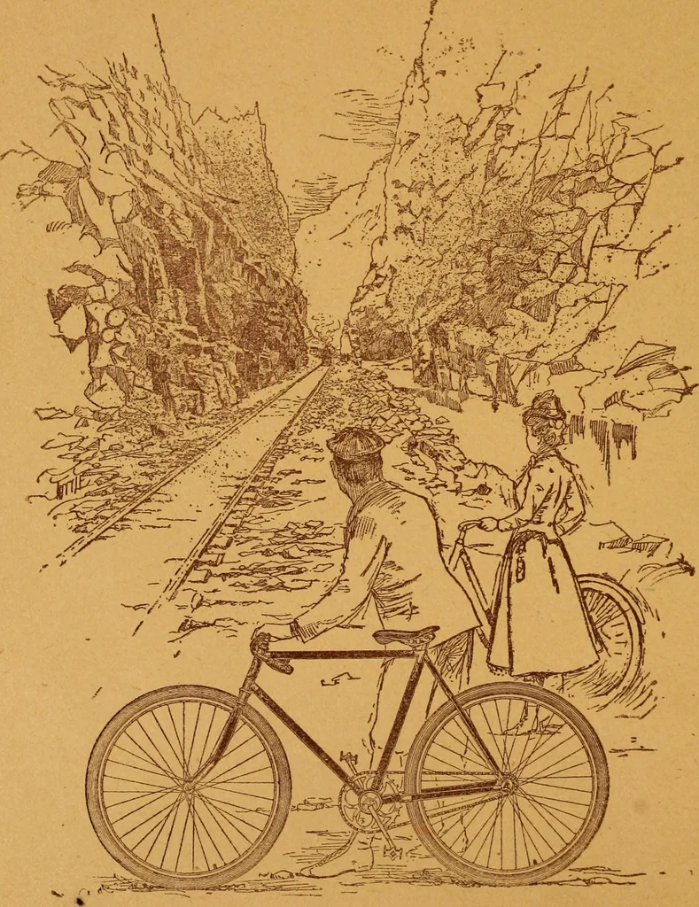 An illustration from Wanderings awheel., 1898, leaf 5
