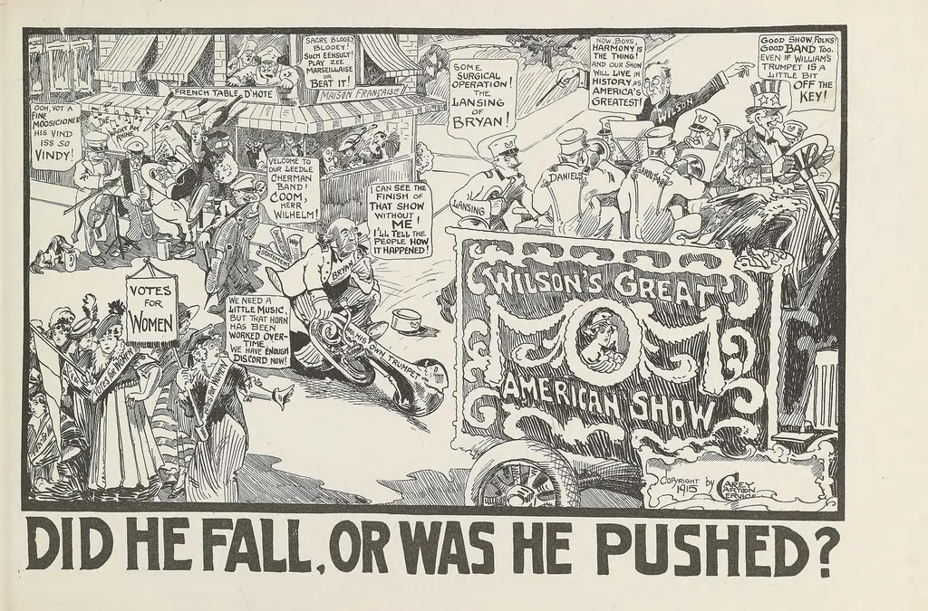 An illustration from War, 52 Carey cartoons, 1915, leaf 87