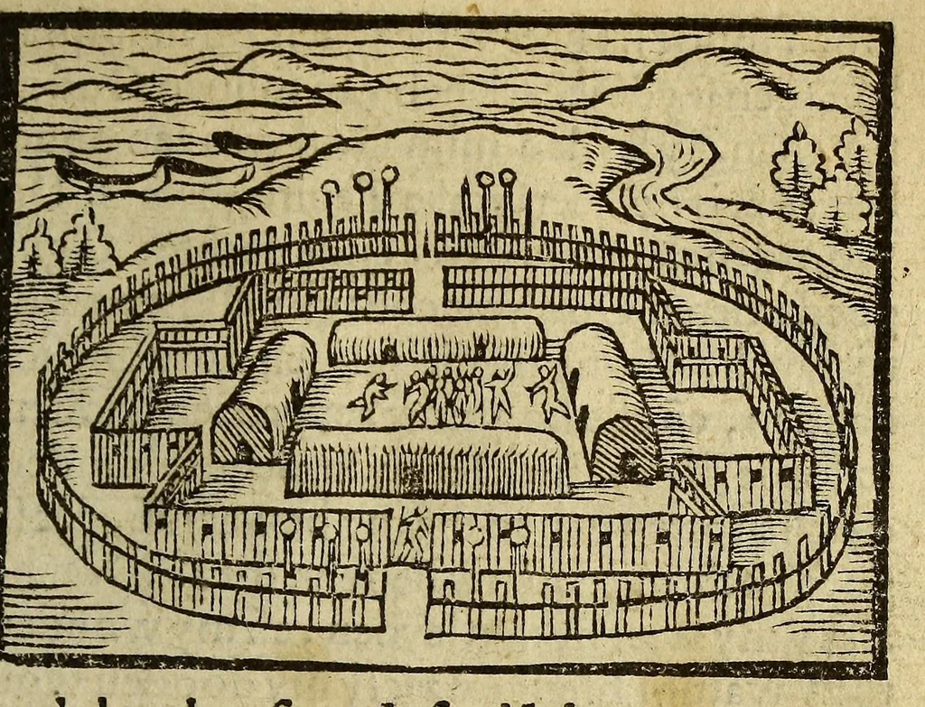 An illustration from Warachtige historie ende beschriuinge eens lants in America ghelegen, vviens invvoonders vvilt, naeckt, seer godloos, ende vvreede menschen eters sijn., 1558, leaf 93