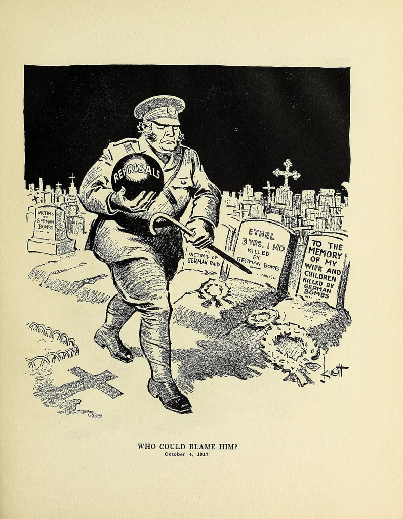 An illustration from War cartoons, 1918, leaf 35