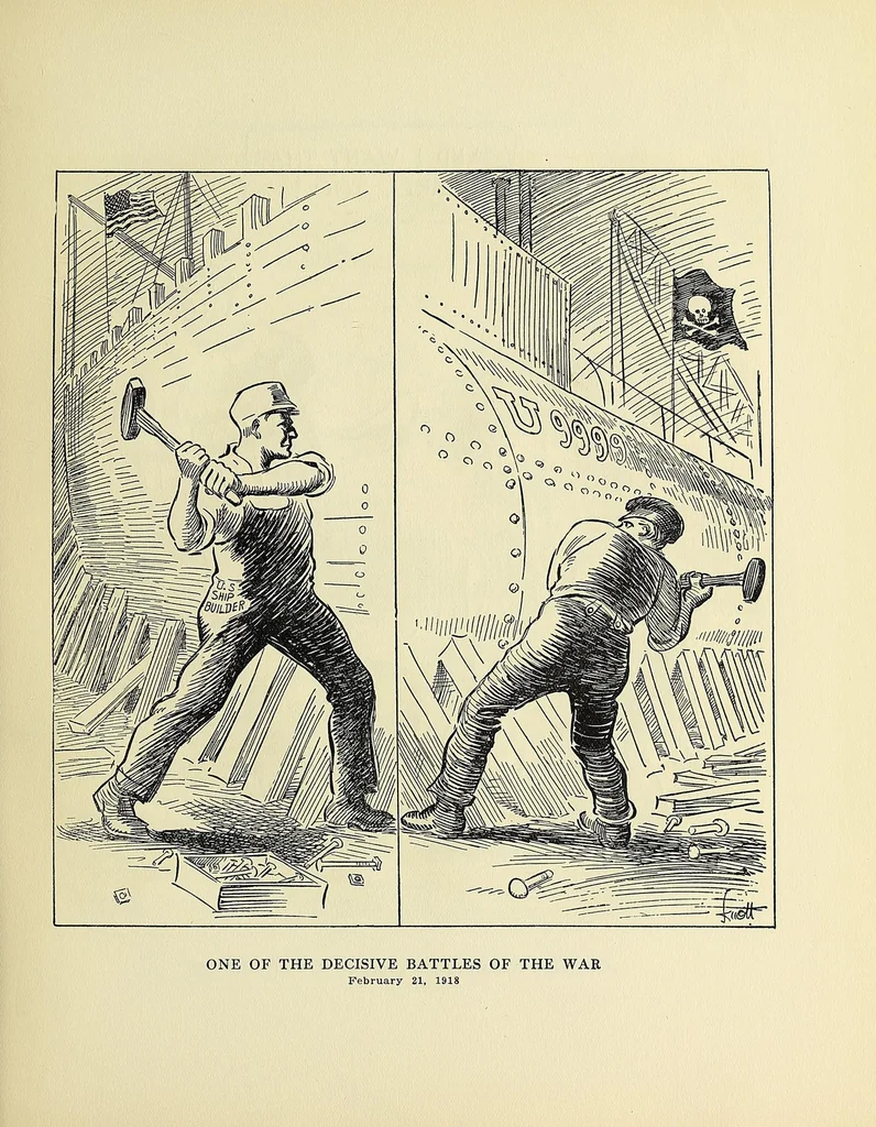 An illustration from War cartoons, 1918, leaf 53