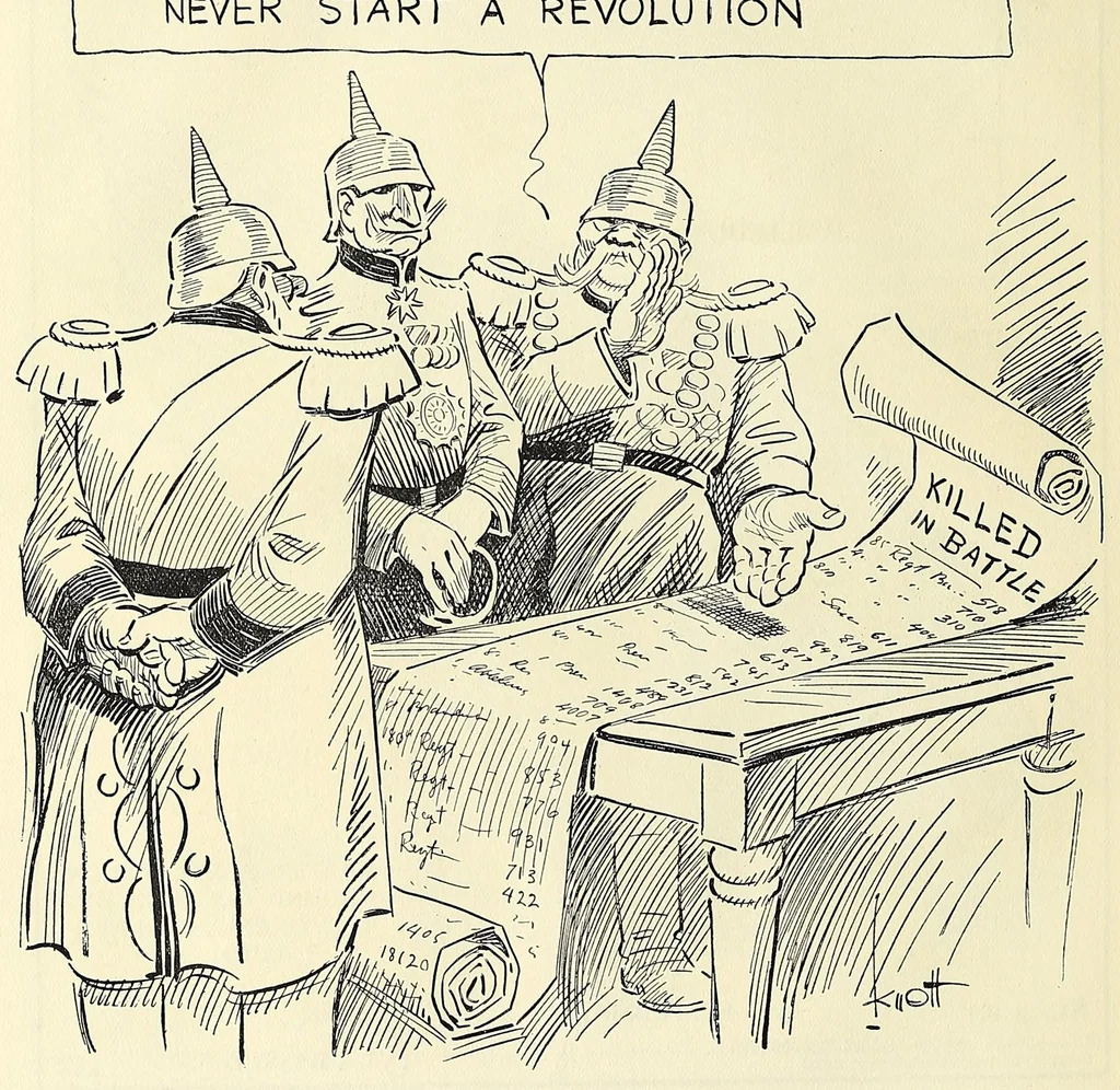 An illustration from War cartoons, 1918, leaf 64
